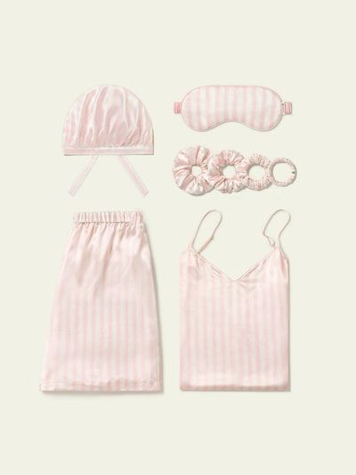 Rosafarbenes Camisole-Set mit Streifen