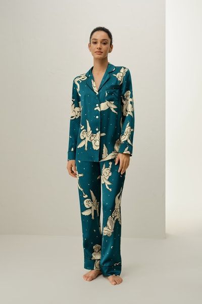 Seidenpyjama-Set Sternzeichen Zwillinge