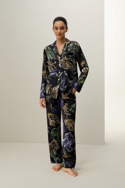 Klassisches Seidenpyjama-Set Sternzeichen Löwe