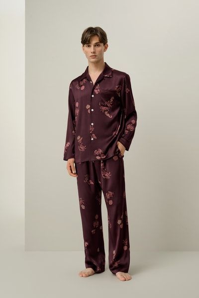 Herren Seidenpyjama-Set mit Print