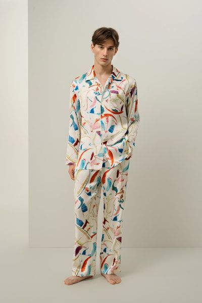 Seidenpyjama-Set für Herren mit Print