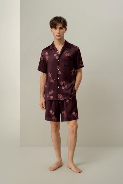 Herren Seidenshorts Set mit Sternzeichen-Print