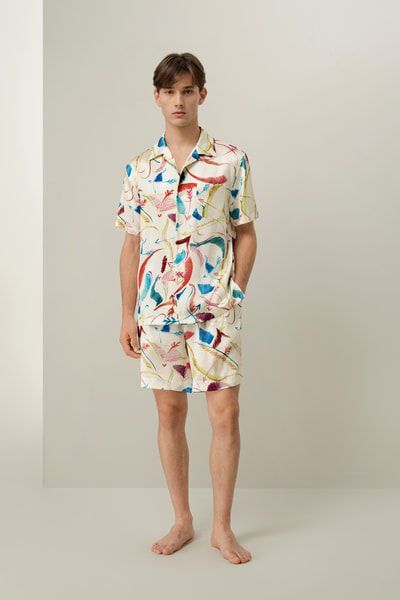 Kurzes Seidenpyjama-Set für Herren im Sagittarius-Stil