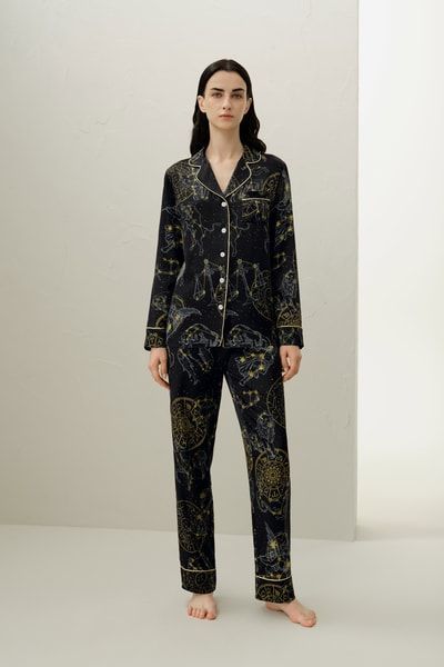 Seidenpyjama-Set mit Tierkreiszeichen