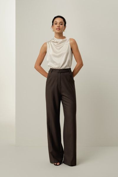 Asymmetrisches ärmelloses Seiden Charmeuse Top