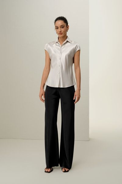 Elegante Seidenbluse mit Flügelärmeln