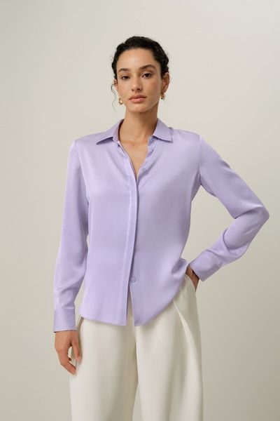Elegantes Seidenmischhemd mit Knopfleiste