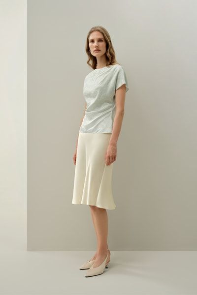 Elegantes Seiden-Jacquard-Top mit Raffungen