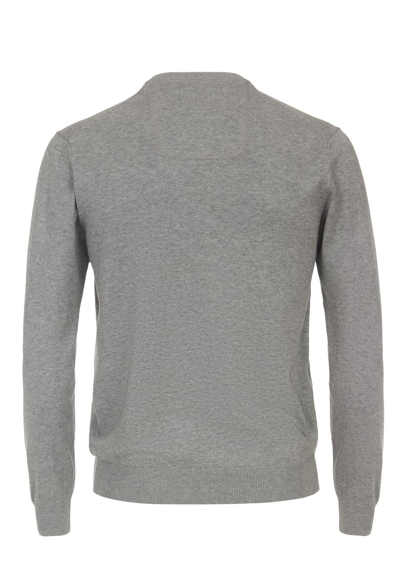 Klassischer Pima Baumwoll-Pullover mit V-Ausschnitt