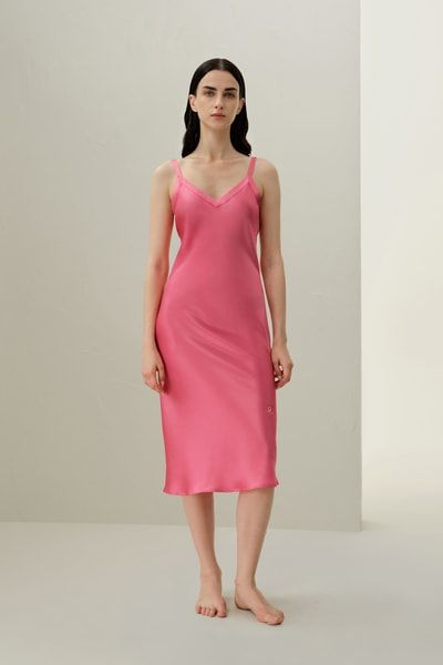 Seiden-Slipkleid mit Spaghettiträgern