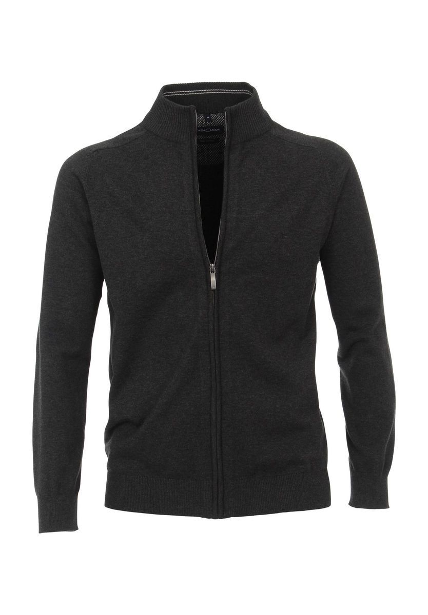 Baumwoll-Strickjacke mit Reißverschluss und Stehkragen