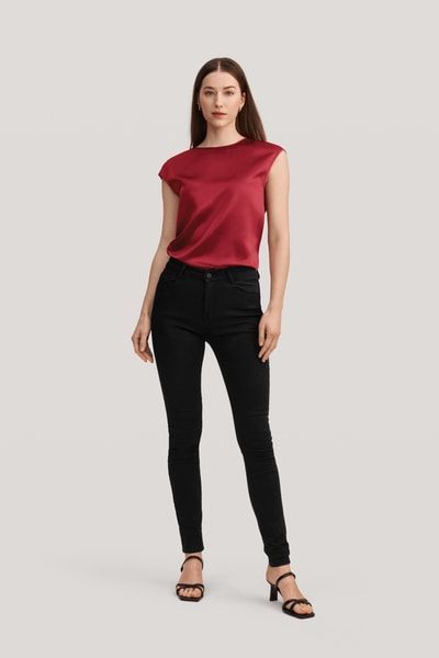 Lässiges Ärmelloses Basic SeidenT-Shirt mit OEKO-Zertifizierung
