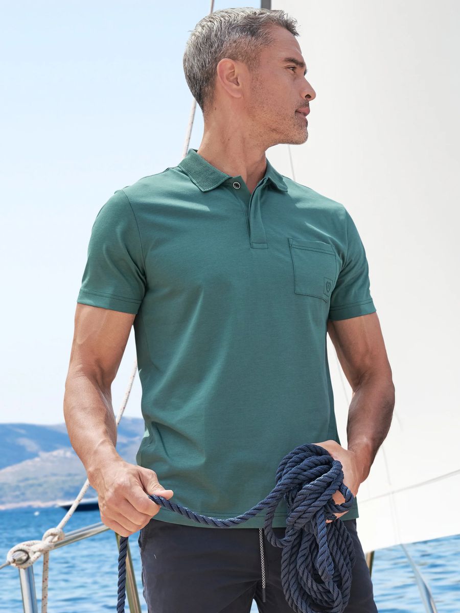 Klassisches Baumwoll-Poloshirt mit Tasche