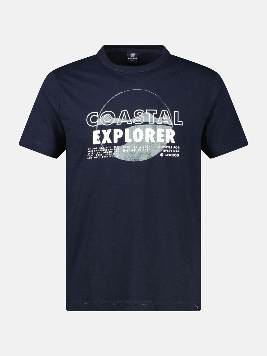Marineblaues T-Shirt mit Coastal Explorer-Print