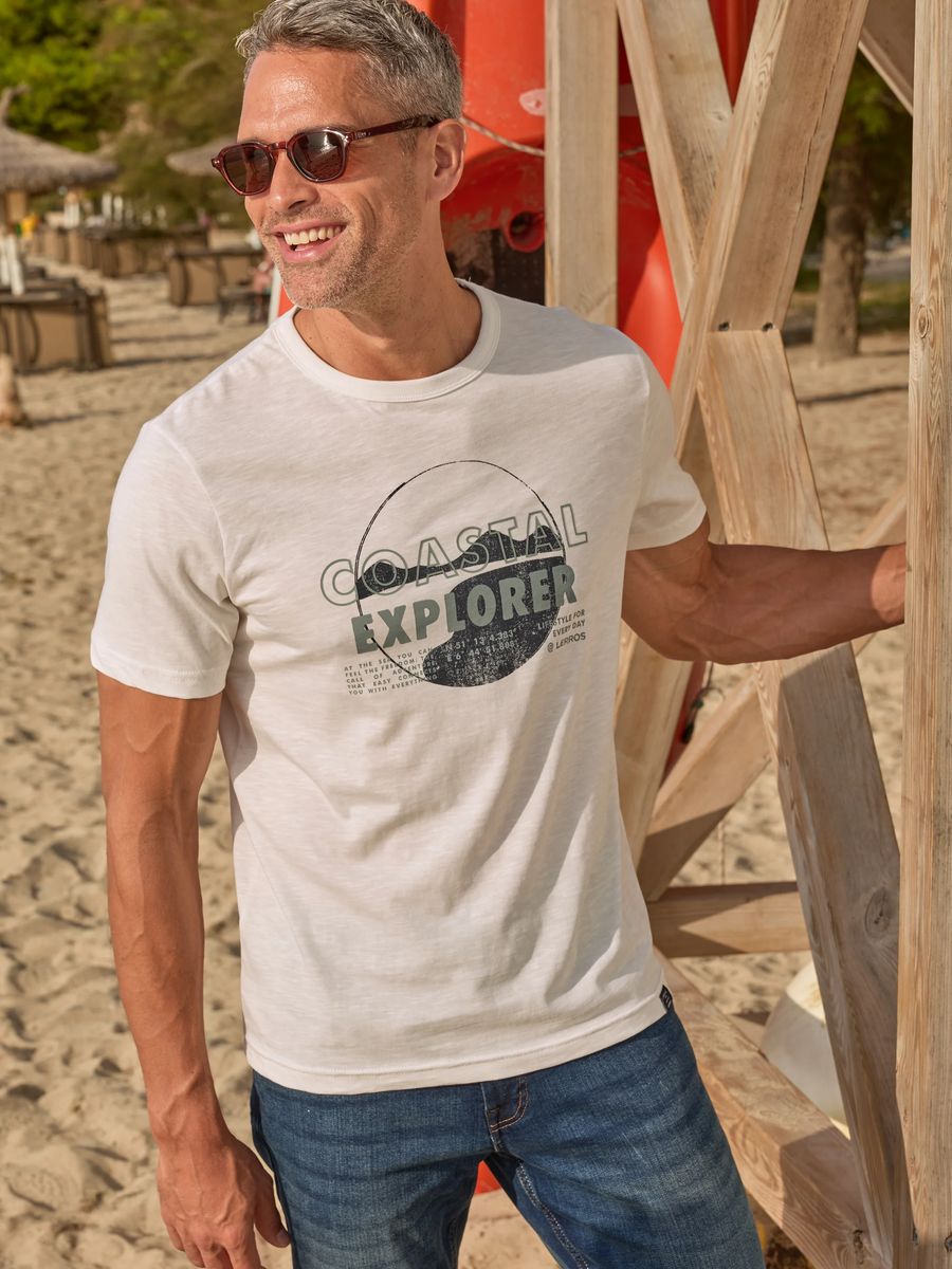 Marineblaues T-Shirt mit Coastal Explorer-Print