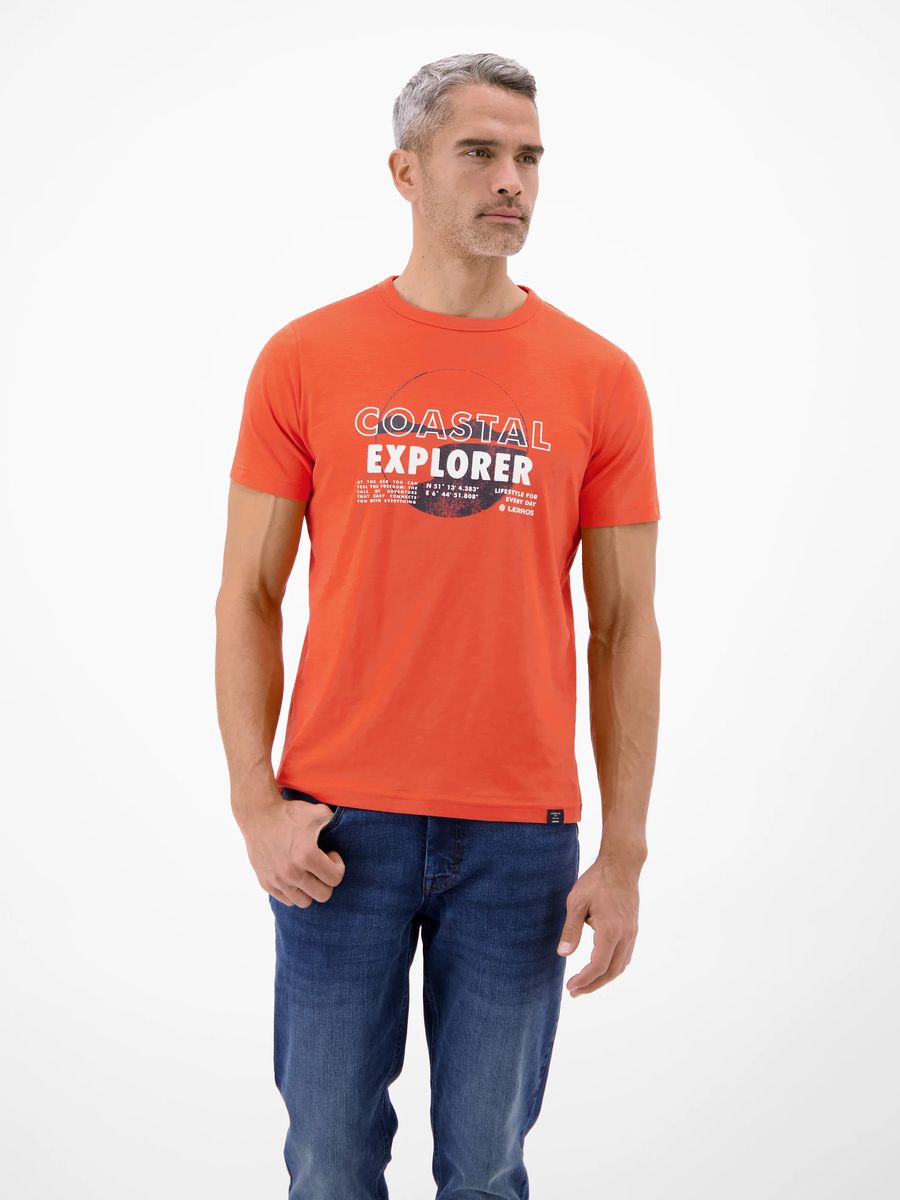 Marineblaues T-Shirt mit Coastal Explorer-Print