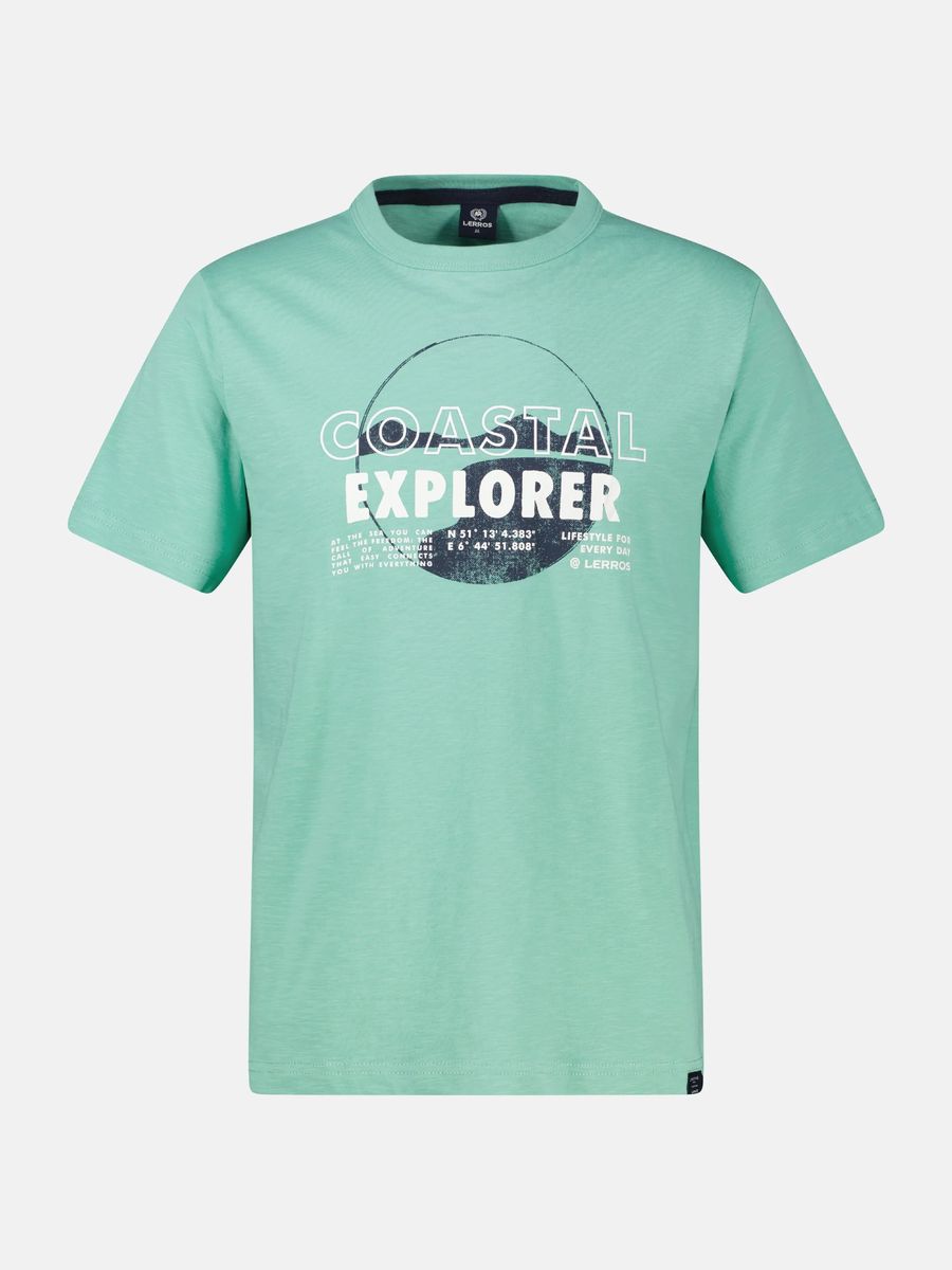 Marineblaues T-Shirt mit Coastal Explorer-Print