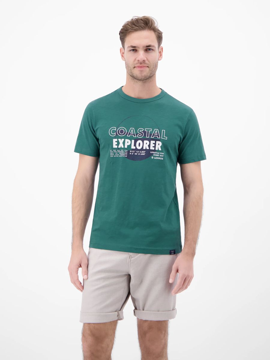 Marineblaues T-Shirt mit Coastal Explorer-Print