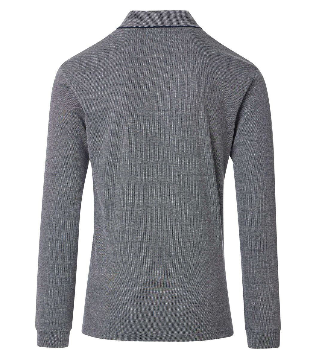 Strukturiertes Langarm-Poloshirt mit Brusttasche