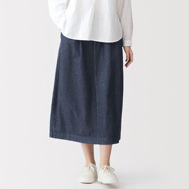 Bequemer Denim-Midi-Rock mit Gummizug