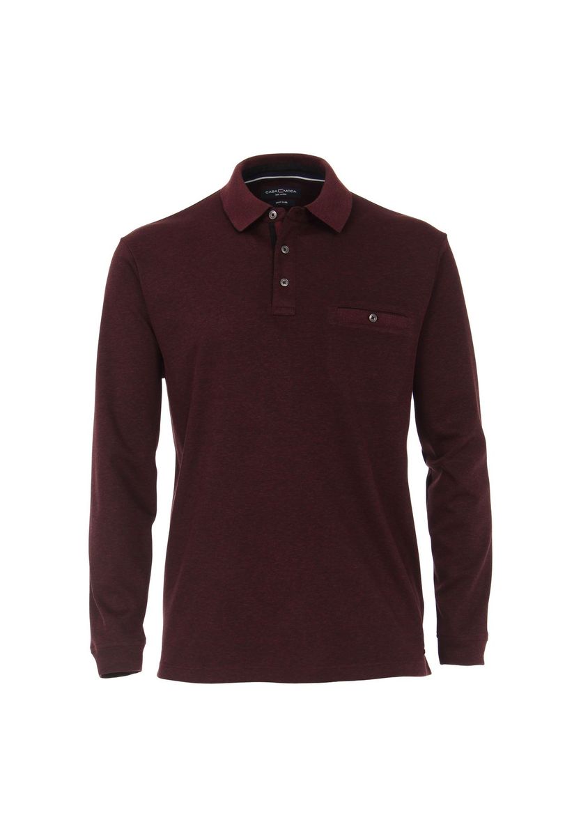 Burgunderfarbenes Langarm-Freizeit-Poloshirt