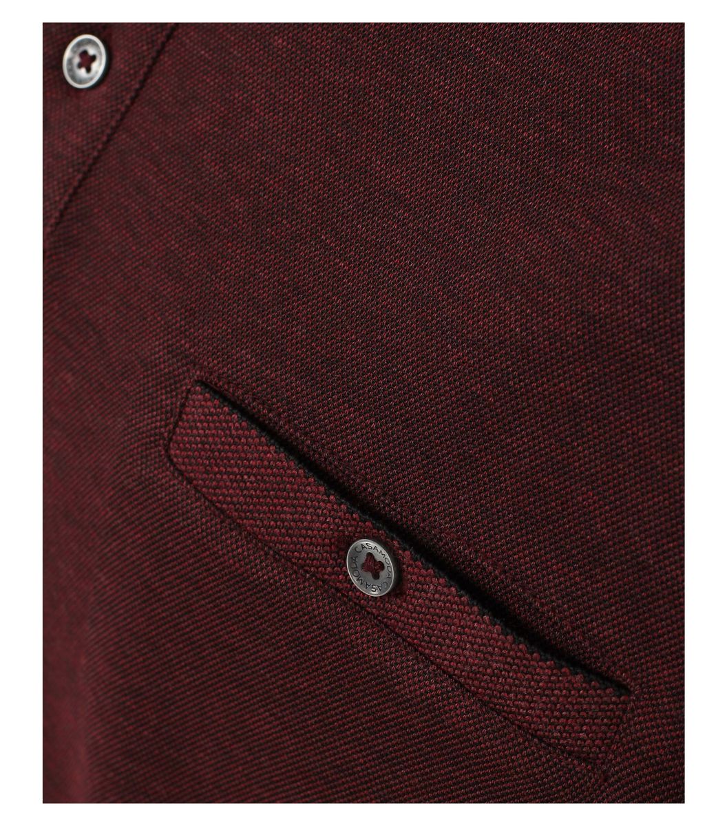 Burgunderfarbenes Langarm-Freizeit-Poloshirt