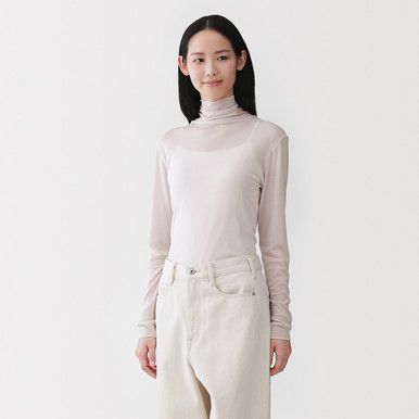 Transparentes Rollkragenshirt aus Lyocell-Mischgewebe