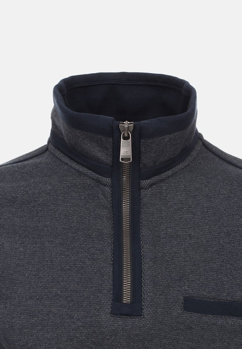 Strukturierter Troyer-Sweatshirt mit Reißverschluss
