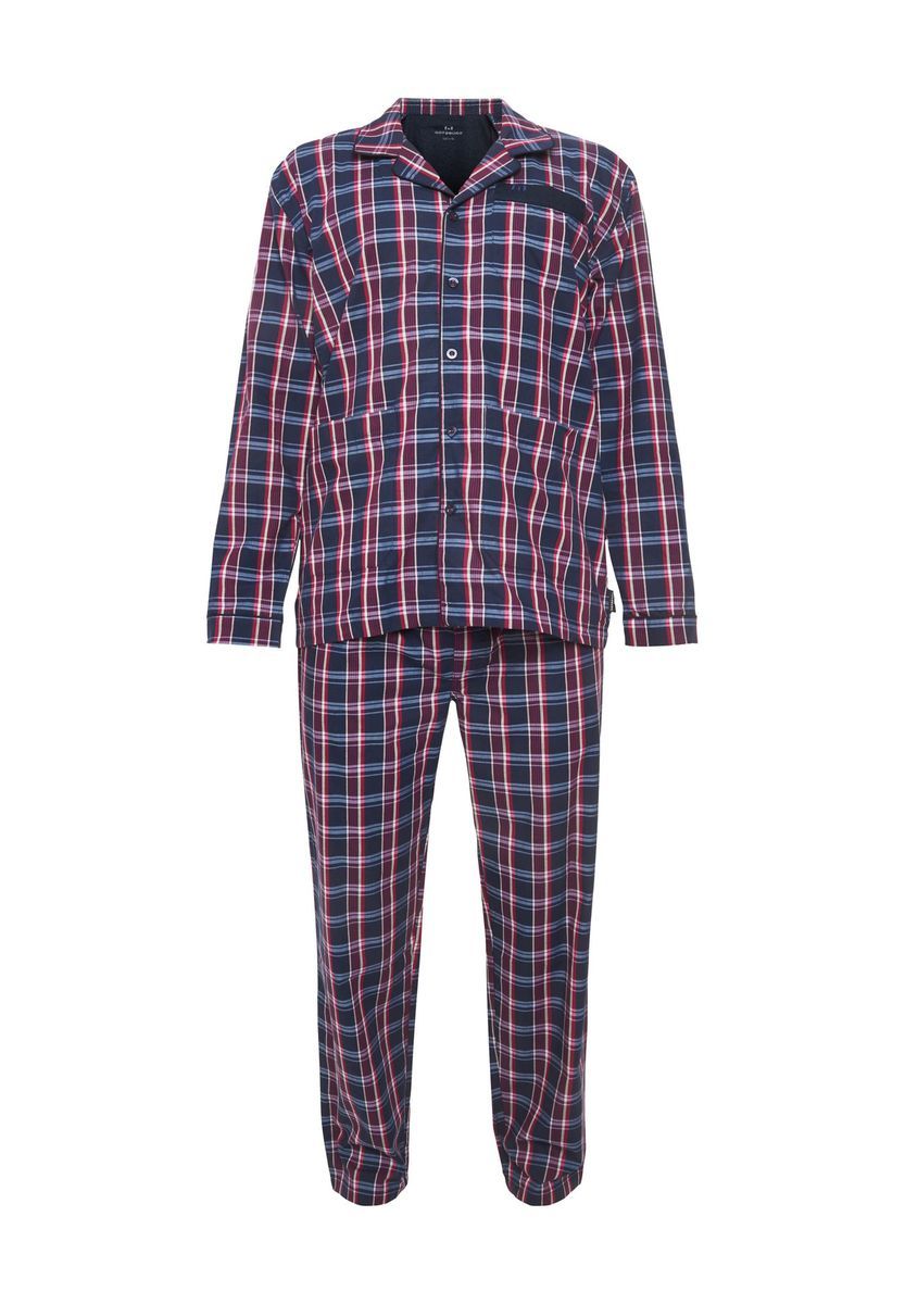 Herren Langer karierter Baumwoll-Schlafanzug