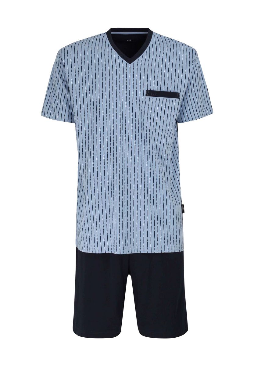 Herren Gestreiftes Pyjama-Set mit V-Ausschnitt