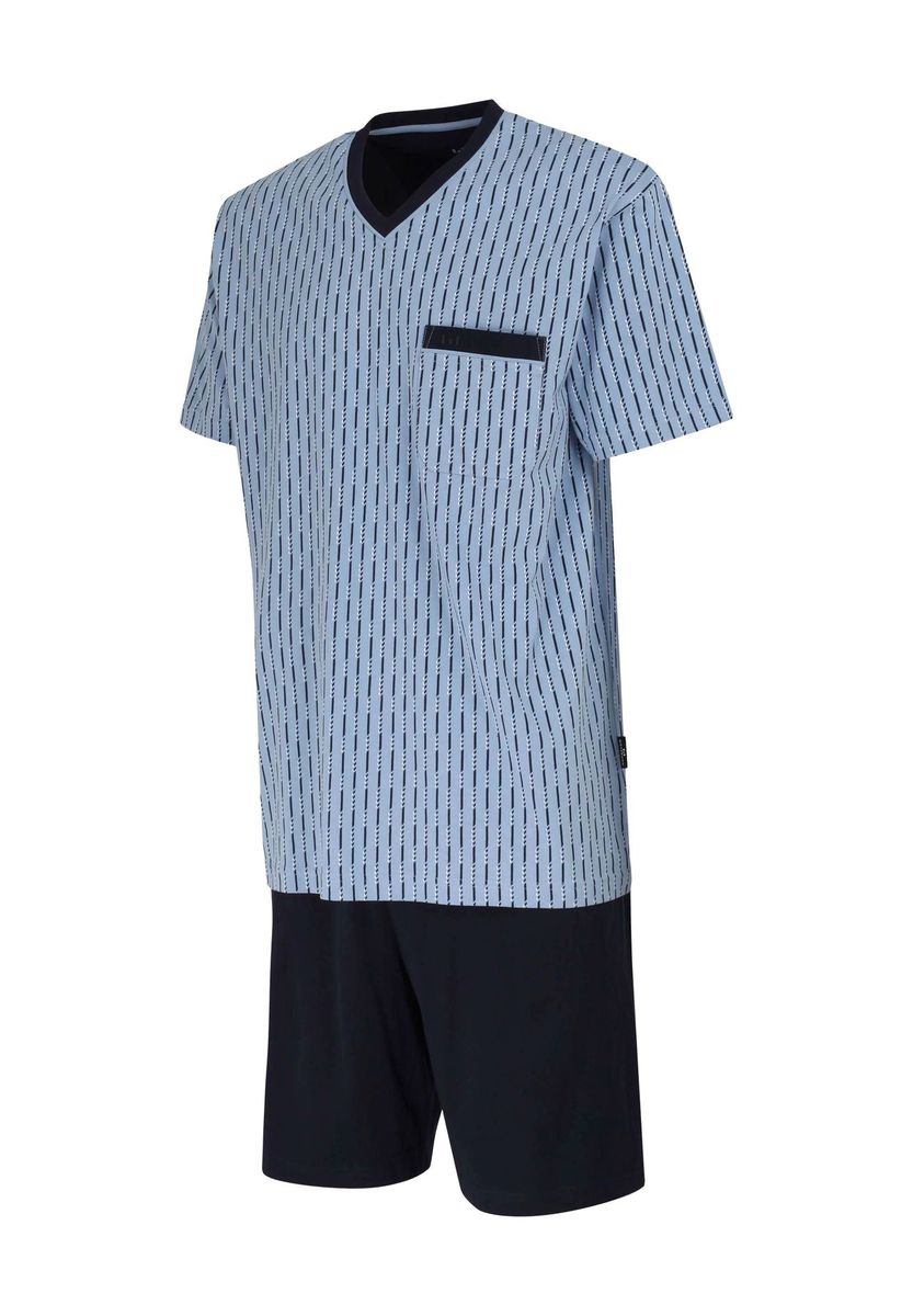 Herren Gestreiftes Pyjama-Set mit V-Ausschnitt