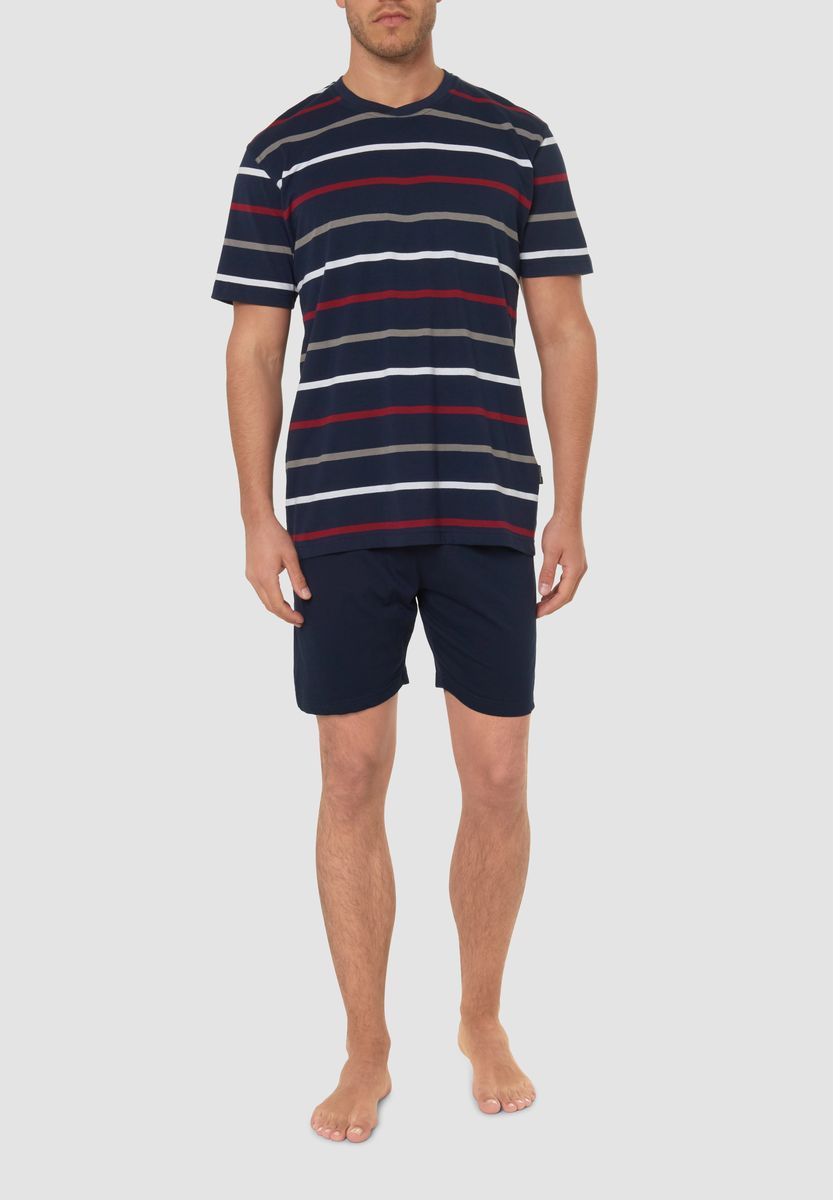 GÖTZBURG Pyjama, 2-Teilig, Streifen-Design, für Herren, blau, 48
