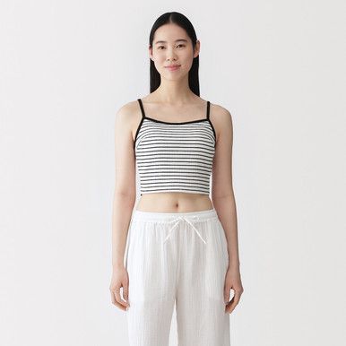 Gestreiftes Cropped Tanktop mit BH-Cups