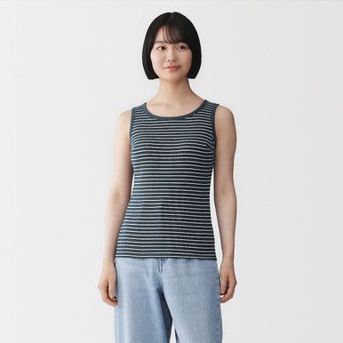 Gestreiftes Cropped Tanktop mit BH-Cups