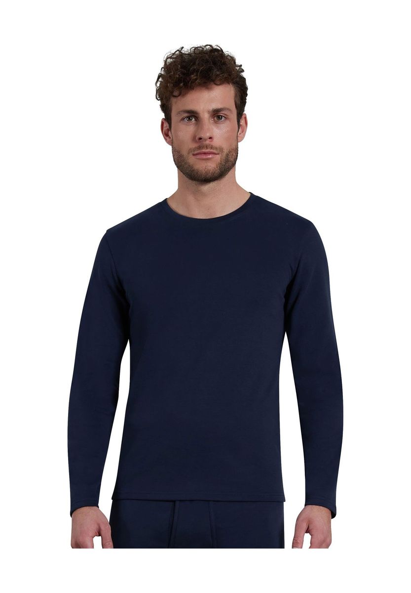 Klassisches Herren Langarmshirt mit Rundhalsausschnitt