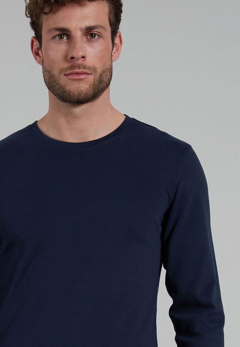 Klassisches Herren Langarmshirt mit Rundhalsausschnitt