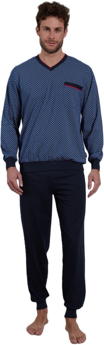 GÖTZBURG Schlafanzug, Brusttasche, für Herren, blau, 48