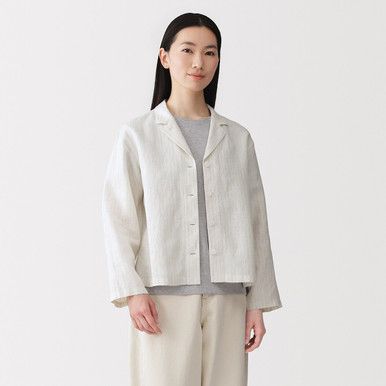 Damen Hemdjacke aus gewaschenem Leinen
