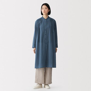 Hemdblusenkleid aus High-Twist Bio-Baumwolle