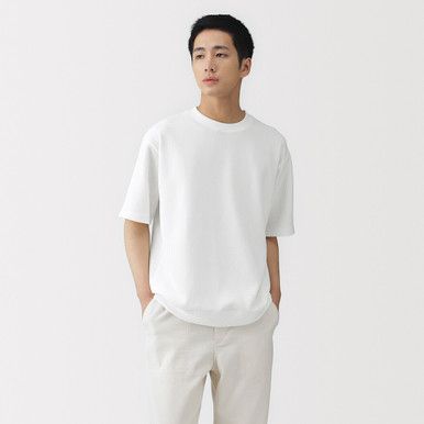 MUJI | Herren-Quick-Dry-T-Shirt mit Waffelmuster