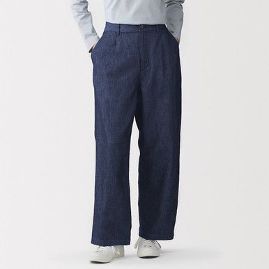 Weite Denim Hose Hanfmischung