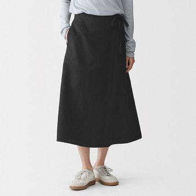 Midi-Wickelrock aus Twill-Hanfmischung