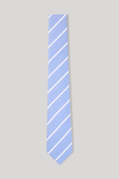 JOOP! Hellblau-Weiß gestreifte Krawatte aus Seidenleinen-Mischung