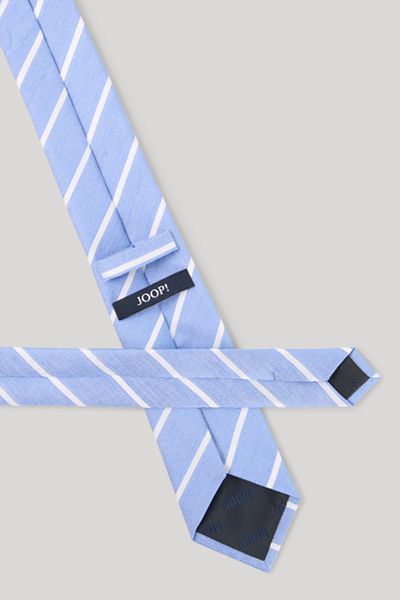JOOP! Hellblau-Weiß gestreifte Krawatte aus Seidenleinen-Mischung