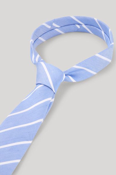JOOP! Hellblau-Weiß gestreifte Krawatte aus Seidenleinen-Mischung