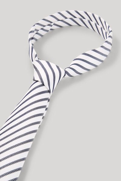 JOOP! Marineblaue und Weiße Gestreifte Seidenkrawatte Business Formelles Accessoire