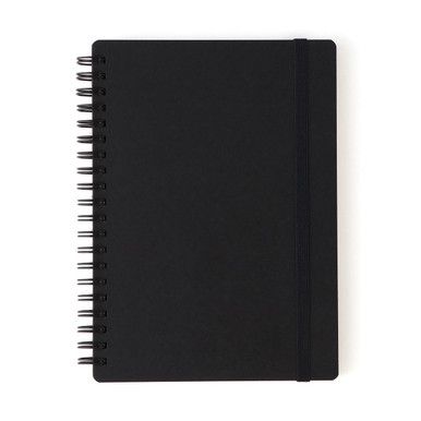 Elegantes schwarzes Spiralnotizbuch mit Band