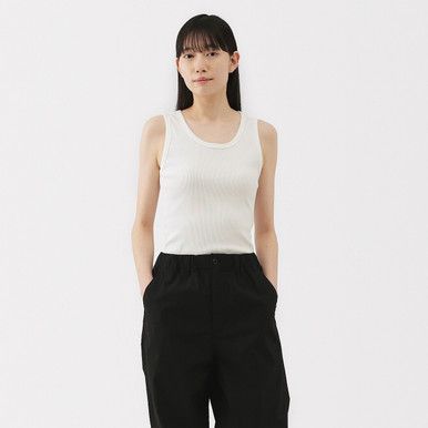 Geripptes Baumwoll-Tanktop mit U-Ausschnitt