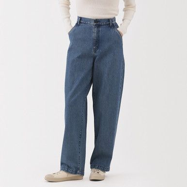 Weitbein Jeans aus Kapok-Mischgewebe