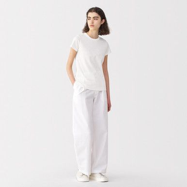MUJI | Damen‐T‐Shirt aus Leinen und Baumwolle
